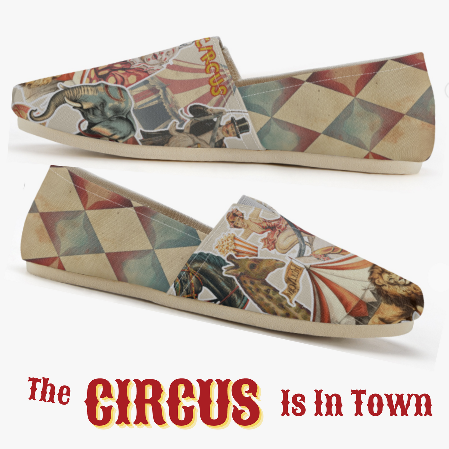 Circus Carnival Slip-On Canvas Shoes Clown Shoes Circus Shoes Carnival Loafers