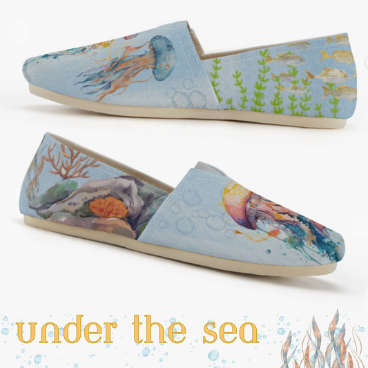 Jellyfish Underwater Ocean Slip-On Canvas Shoes Beach Shoes Ocean Shoes