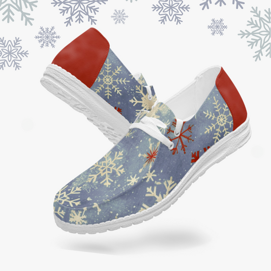 Vintage Snowflake Winter Lace-up Loafers Canvas Shoes Snow Shoes Winter Sneakers Vintage Sneakers