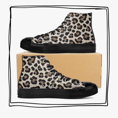 Leopard Print High Top Canvas Shoes Animal Print Tennis Shoes Leopard Sneakers