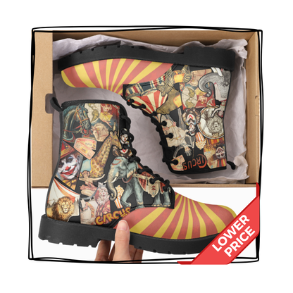 Carnival Vegan Leather Combat Boots Circus Shoes Clown Shoes Waterproof Boots Circus Rainboots