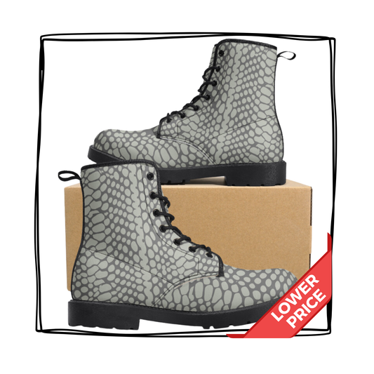 Snake Print Vegan Leather Boots Snake Skin Pattern Classic Combat Boots Animal Print Rainboots