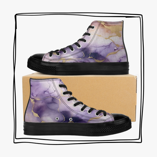 Purple and Gold High Top Canvas Shoes Vikings LSU Ravens Lakers Rockies Tennis Shoes Purple and Gold Sneakers