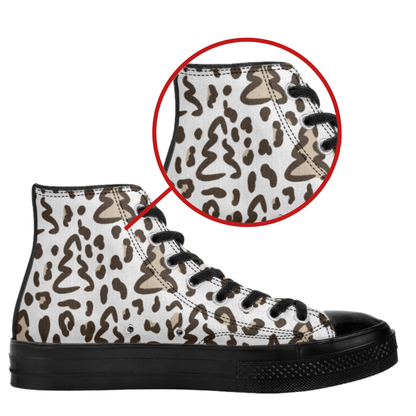 Leopard Print Christmas Trees High-Top Canvas Tennis Shoes Leopard Print Sneakers Animal Print Holiday Shoes