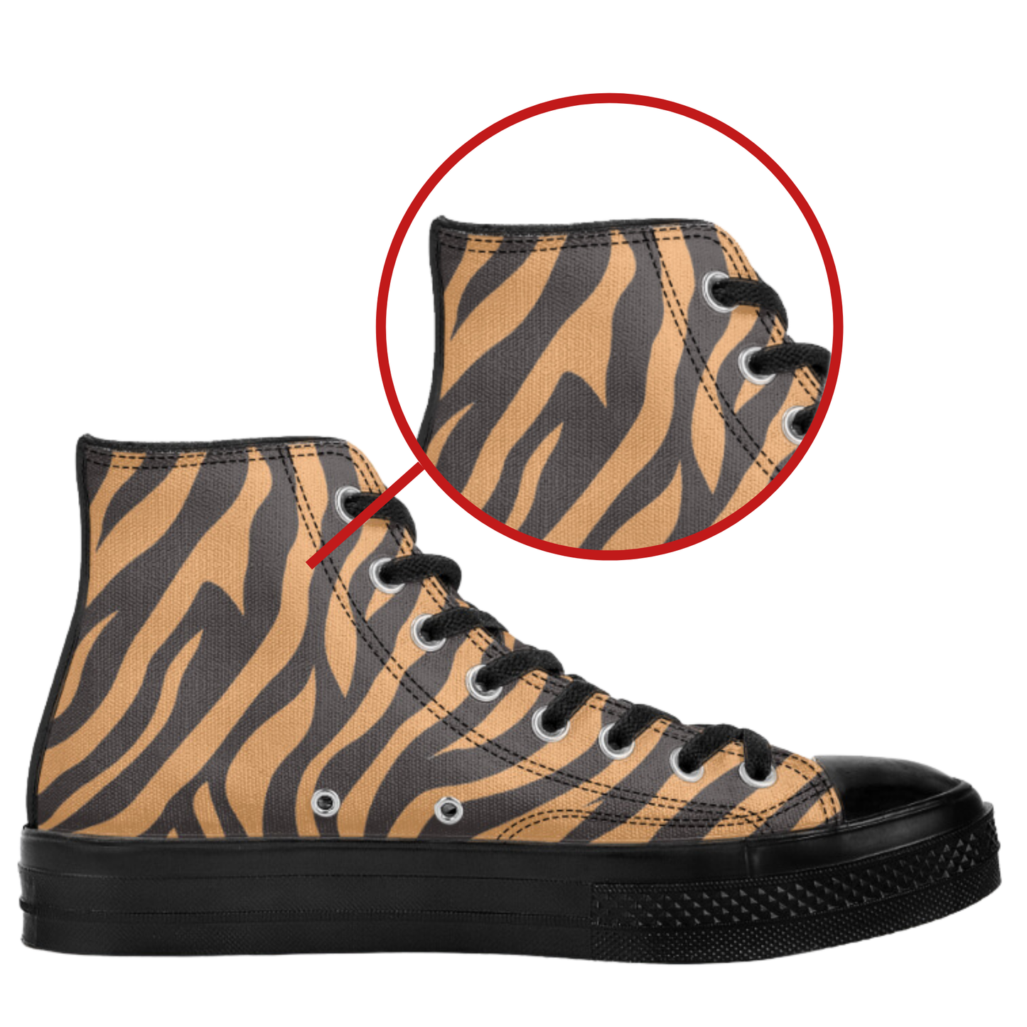 Tiger Stripes High-Top Canvas Shoes Animal Print Tennis Shoes Tiger Sneakers