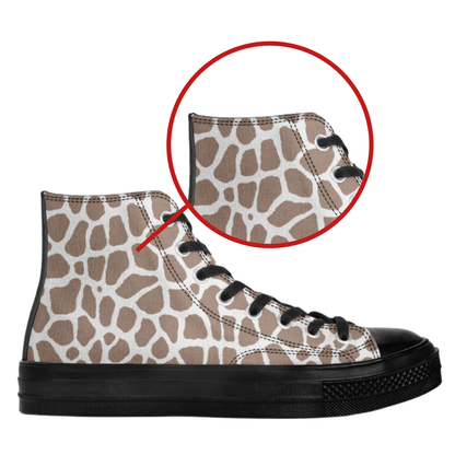 Giraffe Print High Top Canvas Shoes Animal Print Tennis Shoes Giraffe Sneakers