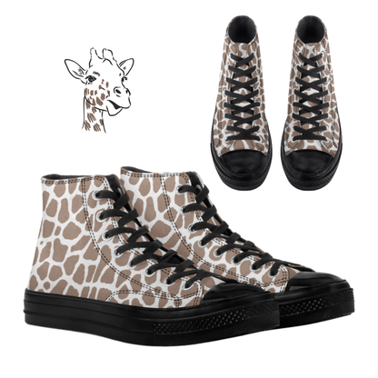 Giraffe Print High Top Canvas Shoes Animal Print Tennis Shoes Giraffe Sneakers