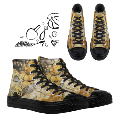 Black and Yellow High Top Canvas Shoes Steelers Penguins Pirates Bruins ASU CSU Black and Gold Sneakers Game Day Shoes