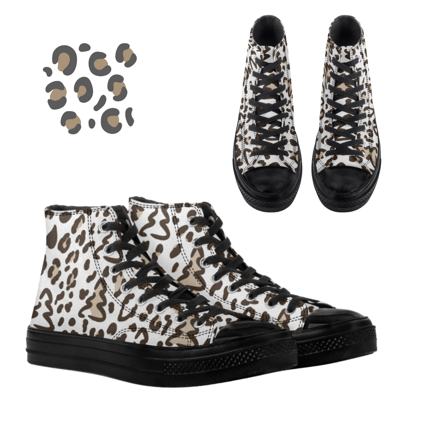 Leopard Print Christmas Trees High-Top Canvas Tennis Shoes Leopard Print Sneakers Animal Print Holiday Shoes