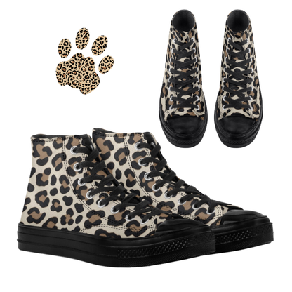 Leopard Print High Top Canvas Shoes Animal Print Tennis Shoes Leopard Sneakers