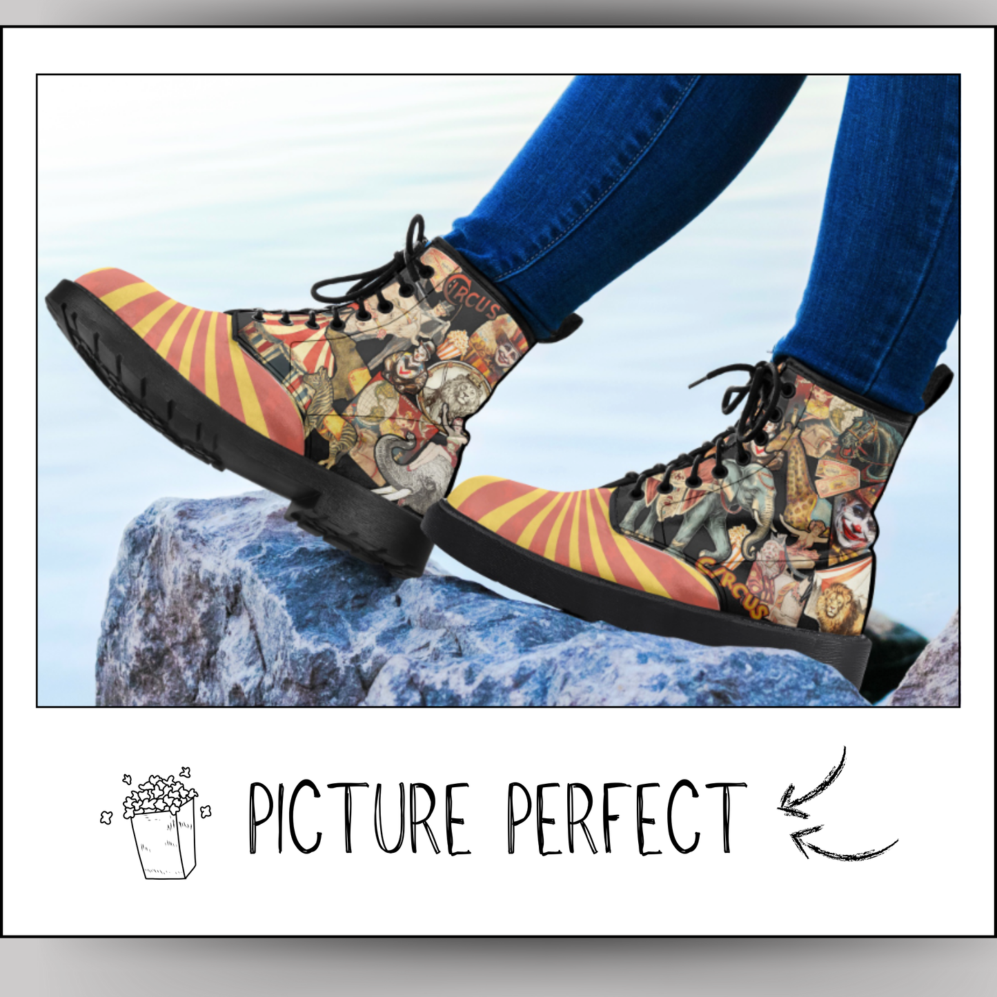 Carnival Vegan Leather Combat Boots Circus Shoes Clown Shoes Waterproof Boots Circus Rainboots