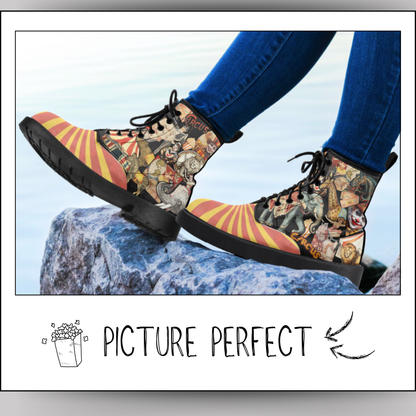 Carnival Vegan Leather Combat Boots Circus Shoes Clown Shoes Waterproof Boots Circus Rainboots