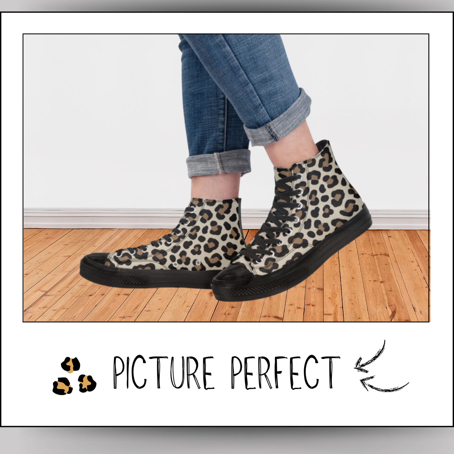 Leopard Print High Top Canvas Shoes Animal Print Tennis Shoes Leopard Sneakers