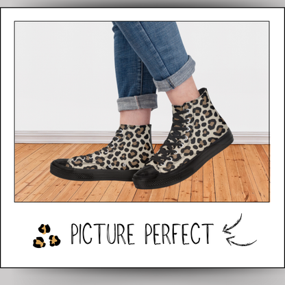 Leopard Print High Top Canvas Shoes Animal Print Tennis Shoes Leopard Sneakers