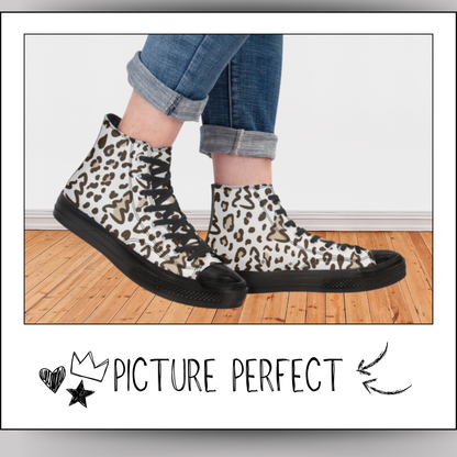 Leopard Print Christmas Trees High-Top Canvas Tennis Shoes Leopard Print Sneakers Animal Print Holiday Shoes