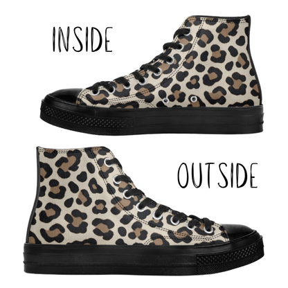 Leopard Print High Top Canvas Shoes Animal Print Tennis Shoes Leopard Sneakers