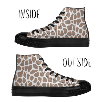 Giraffe Print High Top Canvas Shoes Animal Print Tennis Shoes Giraffe Sneakers