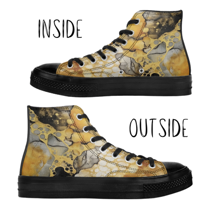 Black and Yellow High Top Canvas Shoes Steelers Penguins Pirates Bruins ASU CSU Black and Gold Sneakers Game Day Shoes