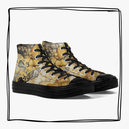 Black and Yellow High Top Canvas Shoes Steelers Penguins Pirates Bruins ASU CSU Black and Gold Sneakers Game Day Shoes