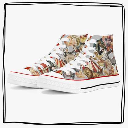 Carnival Circus High Top Tennis Shoes Clown Shoes Big Top Canvas Circus Hi Top Sneakers