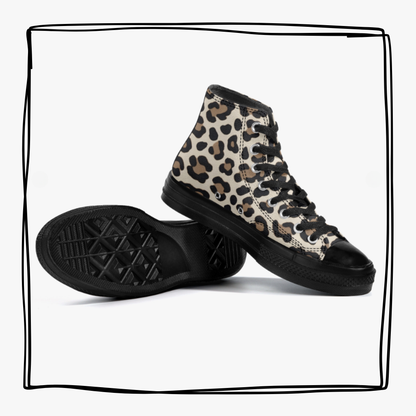 Leopard Print High Top Canvas Shoes Animal Print Tennis Shoes Leopard Sneakers