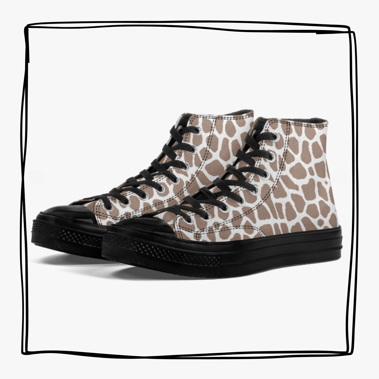 Giraffe Print High Top Canvas Shoes Animal Print Tennis Shoes Giraffe Sneakers