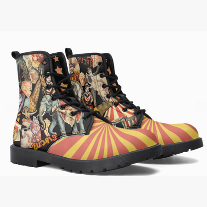 Carnival Vegan Leather Combat Boots Circus Shoes Clown Shoes Waterproof Boots Circus Rainboots