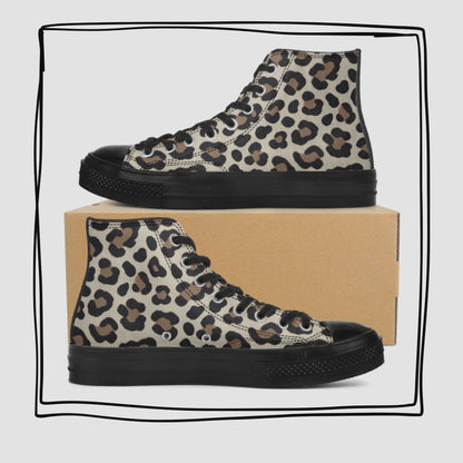 Leopard Print High Top Canvas Shoes Animal Print Tennis Shoes Leopard Sneakers