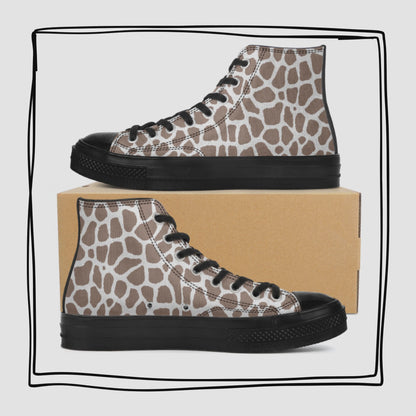 Giraffe Print High Top Canvas Shoes Animal Print Tennis Shoes Giraffe Sneakers