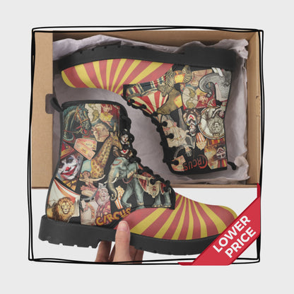 Carnival Vegan Leather Combat Boots Circus Shoes Clown Shoes Waterproof Boots Circus Rainboots